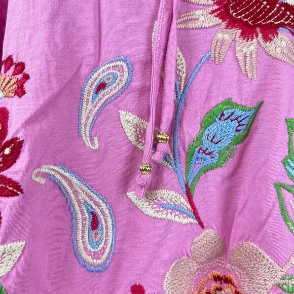 NWOT JOHNNY WAS Freyde Cotton Embroidered Floral Tee 3/4 Sleeves Shirt Size S - Picture 6 of 14